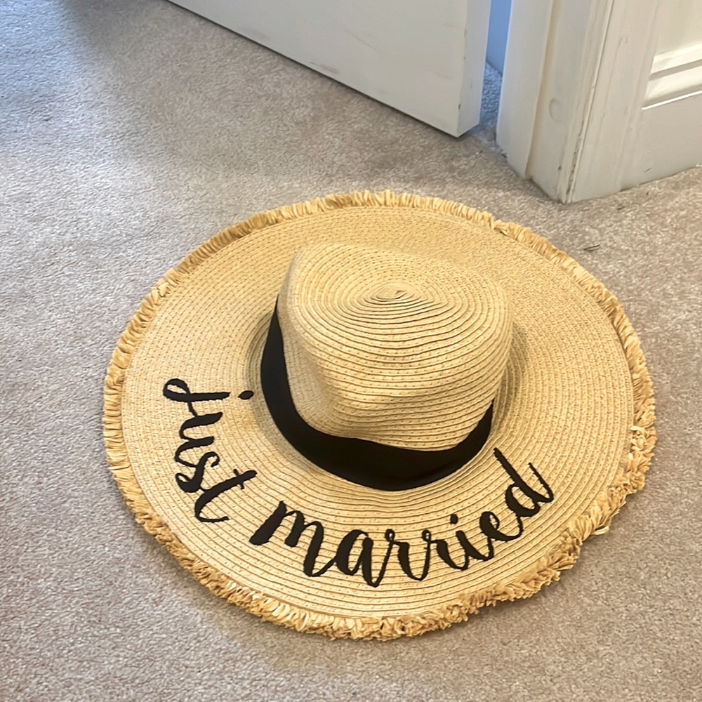 Just married straw sun hat